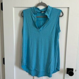 Heimish USA Women's M Sleeveless Polo Tunic Tank Bright Blue Collared Preppy